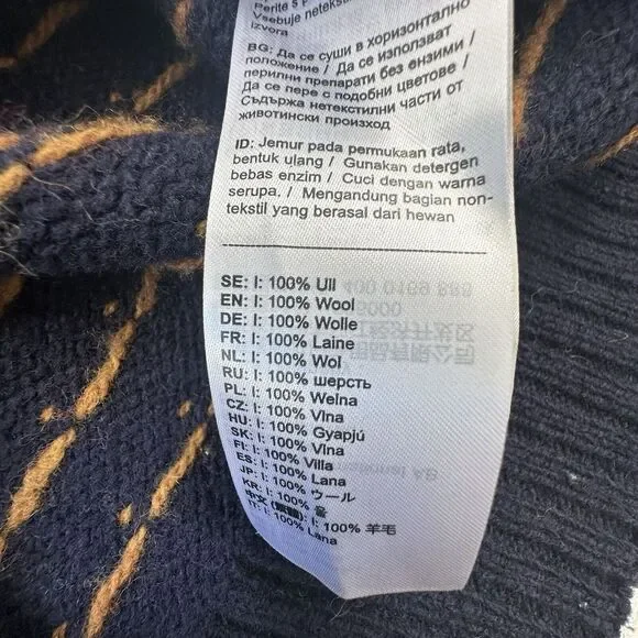 Fjallraven Women's Ovik Knit Wool Cardigan Sweater XS Fair Isle Nordic Blue Navy - Picture 13 of 16